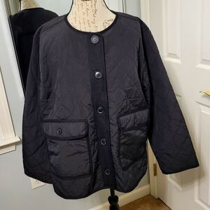 Ann Taylor LOFT Black Quilted Jacket L